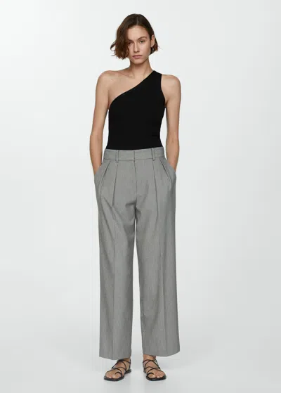 Mango Knit Asymmetric Top Black