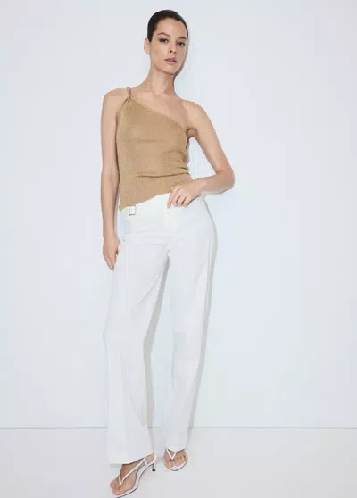 Mango Knit Asymmetric Top In Gold