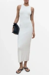 Mango Rib Knit V-neck Midi Dress In White