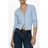 Mango Knit Cardigan In Sky Blue