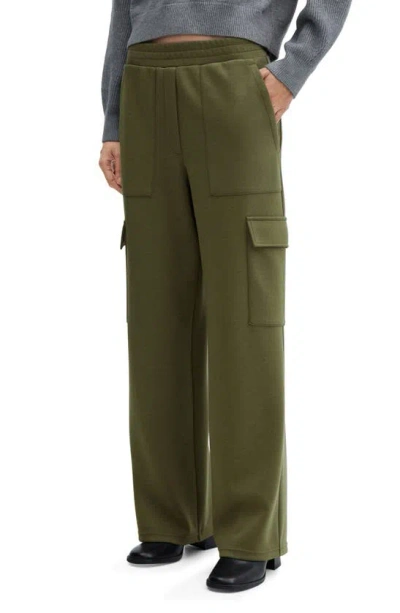 Mango Knit Cargo Pants In Khaki