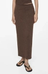 Mango Knit Column Maxi Skirt In Brown