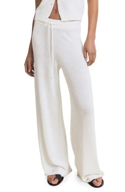 Mango Knit Drawstring Pants In White