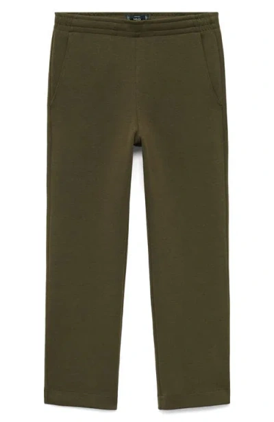 Mango Knit Drawstring Pants In Green