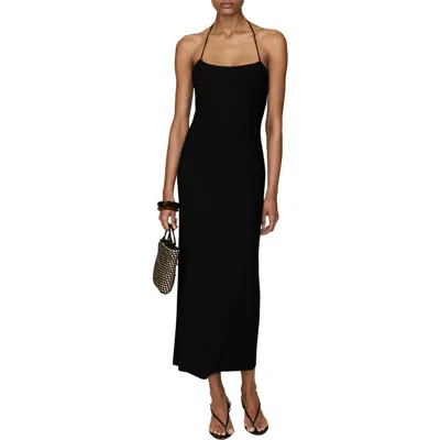 Mango Knit Halter Neck Midi Dress In Black