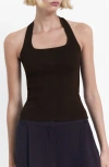 Mango Knit Halter Top Chocolate In Brown