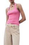 Mango Knit Halter Tank In Pink