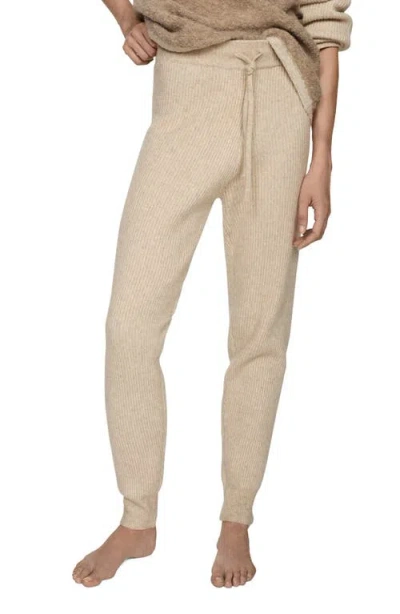 Mango Knit Joggers In Brown
