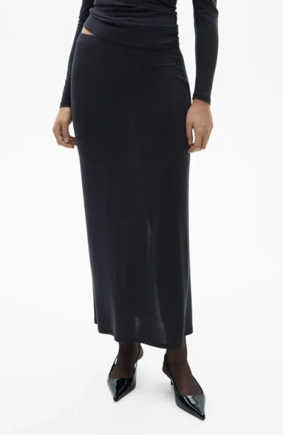 Mango Knit Maxi Skirt In Blue