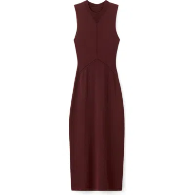 Mango Knit Midi Dress In Burgundy