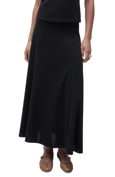 Mango Knit Midi Flare Skirt In Black