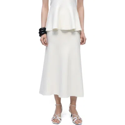 Mango Knit Midi Flare Skirt In Ecru