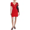 Mango Knitted Dress With Bow Neckline Red In Red