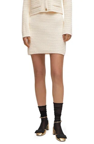 Mango Knit Miniskirt In Off White