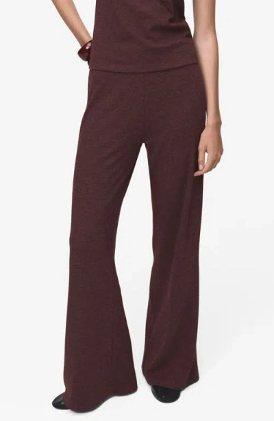 Mango Knit Pants In Burgundy