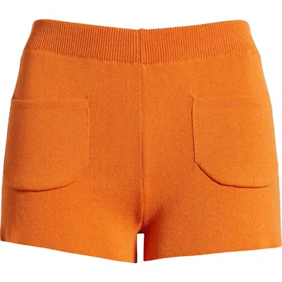 Mango Knit Pull-on Shorts In Orange