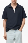 Mango Knit Quarter Zip Polo In Blue