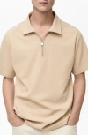 Mango Knit Quarter Zip Polo In Neutral