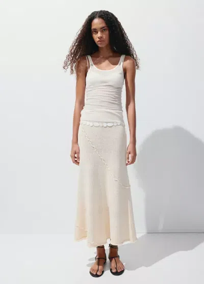 Mango Knit Skirt With Wavy Stitching Detail In Brown