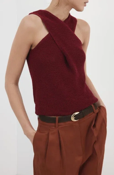 Mango Knit Sleeveless Top In Brown