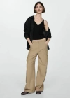 Mango Knit Strap Top Black