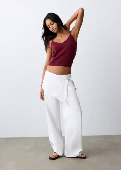 Mango Knit Strap Top In Brown
