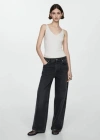 Mango Knit Strap Top Ecru