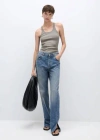 Mango Knit Strap Top Grey