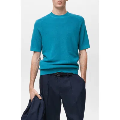 Mango Knit T-shirt In Blue