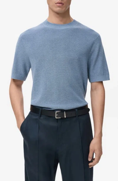 Mango Knit T-shirt In Blue