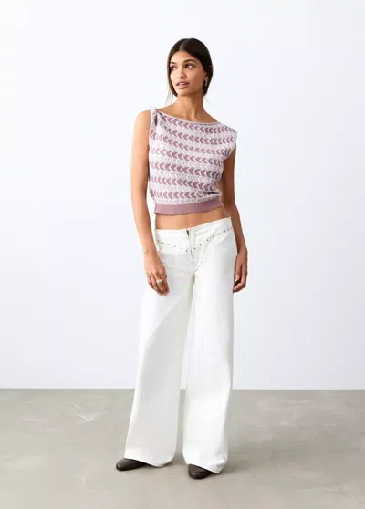 Mango Knit Top In Coordinating Colors In Pink