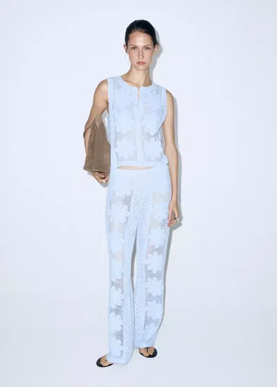 Mango Knit Vest With Openwork Embroidery In Multi