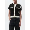 Mango Knitted Waistcoat With Contrast Piping Black In Black
