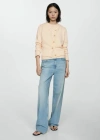 Mango Knitted Cardigan With Jewel Button Ecru