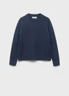 Mango Knitted Cotton Sweater Indigo Blue In Blue