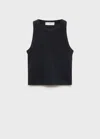 Mango Kids' Knitted Cropped Top Black