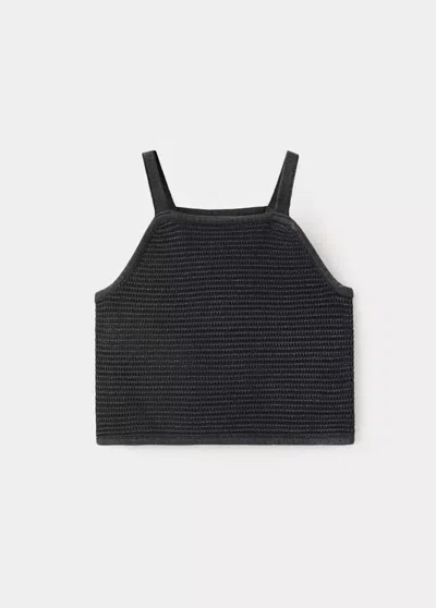 Mango Kids' Knitted Cropped Top In Charcoal