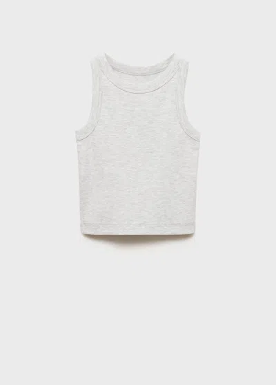Mango Kids' Knitted Cropped Top Light Heather Grey
