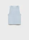 Mango Kids' Knitted Cropped Top Sky Blue