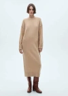 Mango Knitted Dress With Ribbed Finishes Medium Brown In Marron Moyen