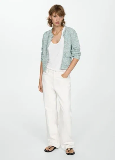 Mango Knitted Jacket Aqua Green