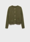 Mango Knitted Jacket Khaki In Khaki