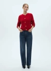 Mango Knitted Jacket Red