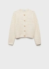 Mango Knitted Jacket With Openwork Details Ecru