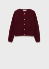 Mango Knitted Jacket With Openwork Details Wine In Wine