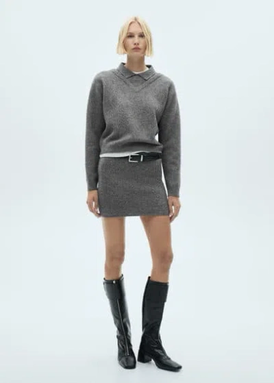 Mango Knitted Miniskirt Charcoal