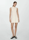 Mango Knitted Perkins Neck Dress Ecru