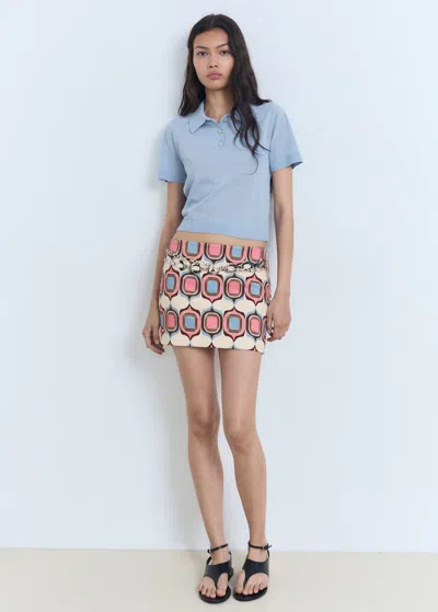 Mango Knitted Polo-neck Sweater Blue