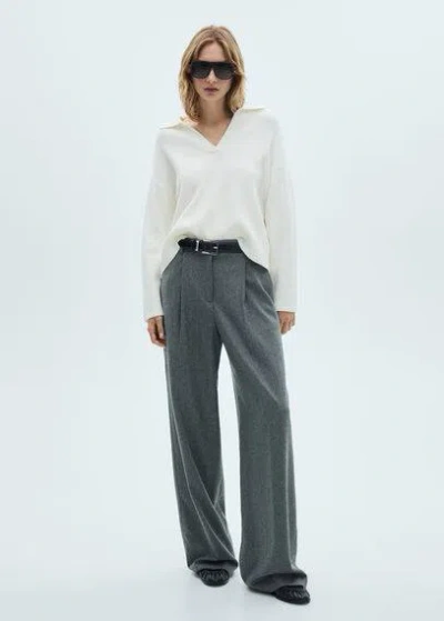Mango Polo-neck Knitted Sweater Ecru
