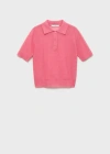Mango Knitted Polo-neck Sweater Fuchsia In Fuchsia